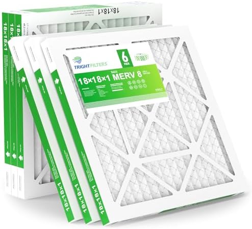 TRIGHTFILTERS 18x18x1 Air Filter 6 Pack, Durable MERV 8 Pleated Home HVAC AC Furnace Filters, Lightweight Compact Air Conditioner Filter Replacement - Image 3