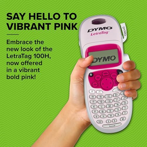 DYMO LetraTag LT-100H Handheld Aesthetic Label Maker, ABC Keyboard Label Printer with Easy-to-Use, 13 Character LCD Screen, Great for Home & Office Organization, Pink - Image 2