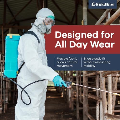 Medical Nation Hazmat Suits Disposable | 1 Pack, Small | Protective Coveralls with Attached Hood and Boots | Heavy Duty Full Body Painters Suit for Adults - Breathable & Water Resistant - Image 3