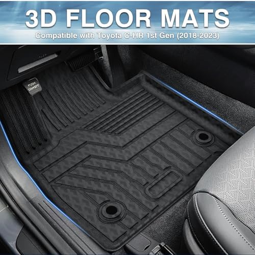 Mixsuper Floor Mats for Toyota C-HR CHR 2018-2023, Custom Fit TPE All-Weather Floor Liners, Waterproof Anti-Slip Heavy Duty Mats, 1st and 2nd Row Accessories Set Black - Image 2
