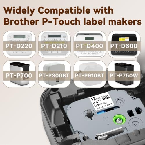 PT-D220 H110 D210 D200 D400 Label Tape 12mm 0.47 Laminated White - Image 2