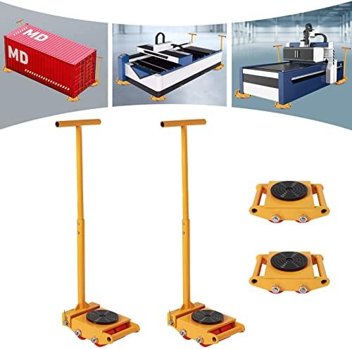 4pcs Machinery Mover, 8818.49lbs Load Machinery Skate Dolly 13200lbs Machinery Moving Skate Heavy Duty Industrial Machinery Mover w/360° Rotational Capability for Storage Distribution Transportation - Image 5