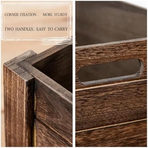 Large Vintage Brown Wooden Crates For Storage,Nesting Handmade Solid Wood Vintage Black Wood Storage Boxes.Storage Crates For Organizing. - Image 7
