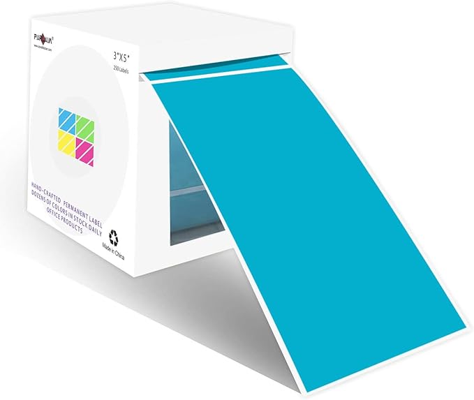 PARLAIM 3" x 5" Rectangle Adhesive Color Code Stickers, 250 per Dispenser Box by PARLAIM
