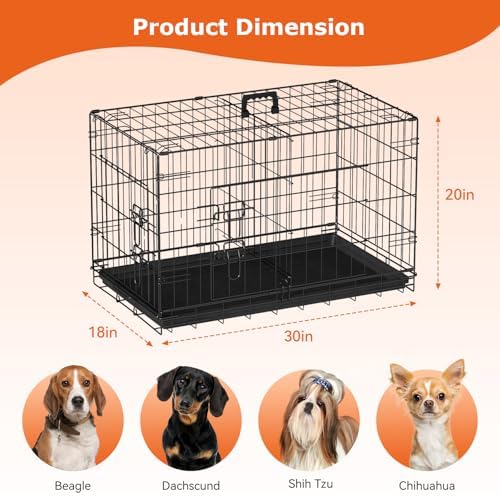 FDW | 30" Foldable Metal Dog Crate | Black | Cage for Medium Dogs - Image 7