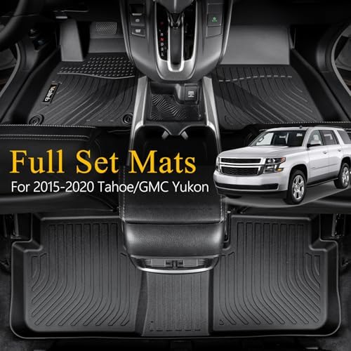 Wailtnb-All Weather Floor Mats & Cargo Liner for 2015-2020 Chevrolet Tahoe/GMC Yukon Custom Fit Chevrolet Tahoe Waterproof Durable Easy to Clean fit for 2015-2020 Tahoe Accessories for Tahoe Black - Image 2