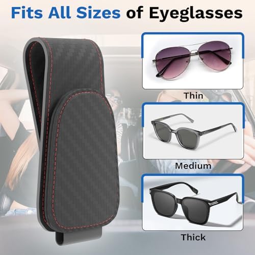 BFXM Car Sunglass Holder, Magnetic Leather Sunglass Holder - Image 4