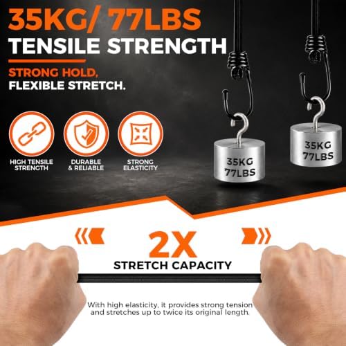 8-Piece 24 & 48 Inch Bungee Cords with Hooks, Heavy Duty Outdoor Elastic Bungee Straps, Industrial Grade Bungee Cord for Securing Tarps, Luggage, Tents, Bikes or Garden Tidying - Image 5