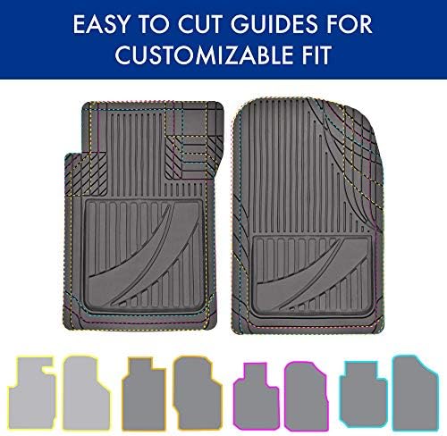 Motor Trend FlexTough Advanced Gray Rubber Car Floor Mats with Cargo Liner Full Set - Front & Rear Combo Trim to Fit Floor Mats for Cars Van SUV, All Weather Automotive Floor Liners - Image 2