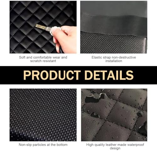 Car Center Console Armrest Pillow, 14"×8.3" Leather Memory Foam Armrest Cushion with Cup Holder & Phone Holder, Waterproof & Anti-Scratch Arm Rest Protector, Universal for Most Cars (Black) - Image 6