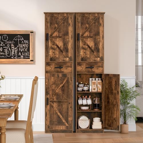 TEENFON Tall Bathroom Cabinet, Storage Cabinet with 6 Shelves & Drawer - Image 2