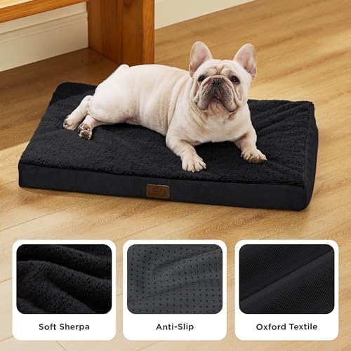 Bedsure Washable Dog Bed Medium Size Dog with Comfy Sherpa, 30x20in Black - Image 4
