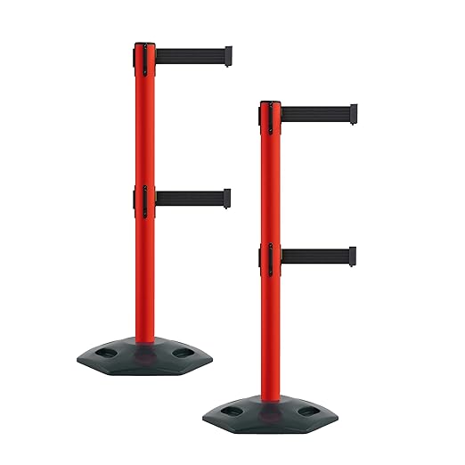 Montour Line MSR630D Set of 2 Retractable Belt Barrier Stanchion, Heavy-Duty by Montour+Line