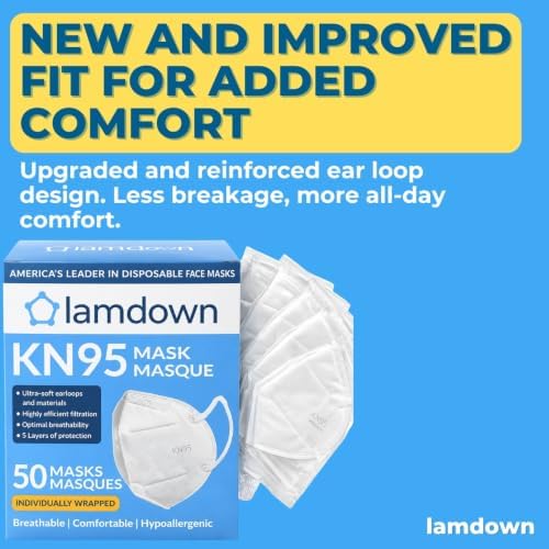 (50-Pack) KN95 Face Masks, Individually Wrapped, Premium Disposable Dust Mask, White - Image 4