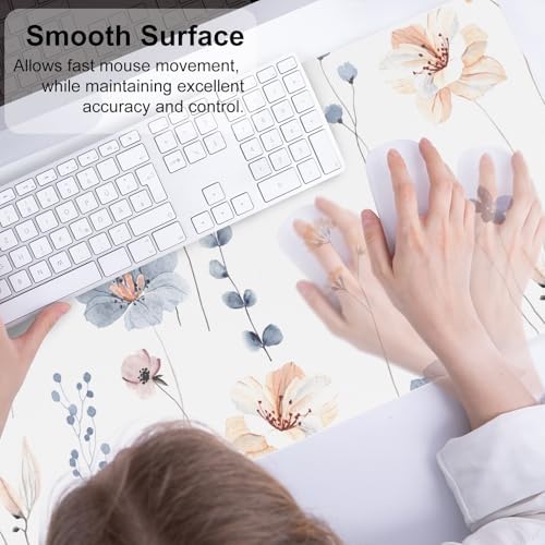 QIYI PU Leather Large Mouse Pad, Waterproof Desk Mat, 31.5" x 11.8", Sprigs - Image 4