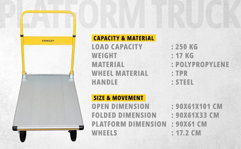 Stanley Aluminium Platform Truck-250KG, Silver, SXWTI-PC511 - Image 3