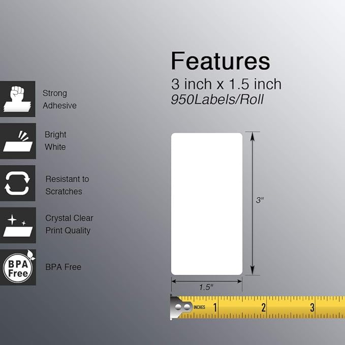 BETCKEY - 3" x 1.5" Barcode Shipping & Address Labels Compatible - Image 2