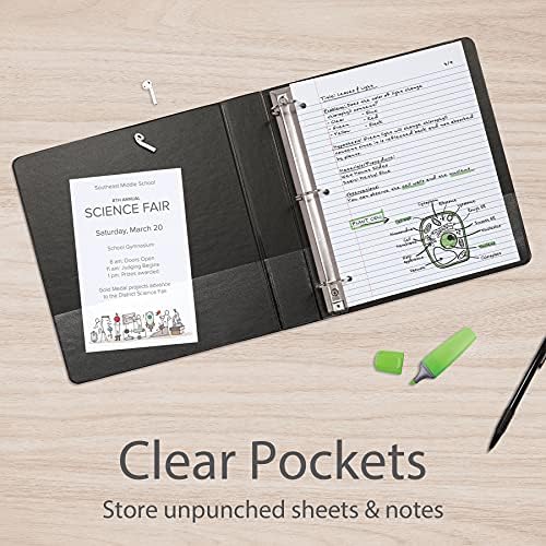 Oxford 3 Ring Binders, Binders for School and Office, Durable 1.5 Inch ONE-Touch Easy Open D Rings, View Binder Covers on 3 Sides, Durable Hinge, Non-Stick, PVC-Free, Black, 4 Pack (79905) - Image 4