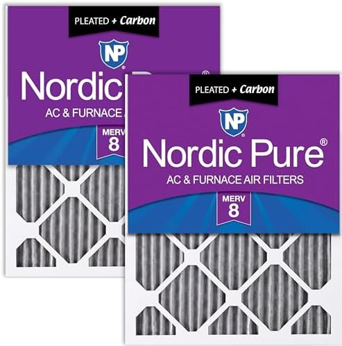 Nordic Pure 18x20x1 Pleated MERV 8 Plus Carbon Air Filters 2 Pack by NordicPure
