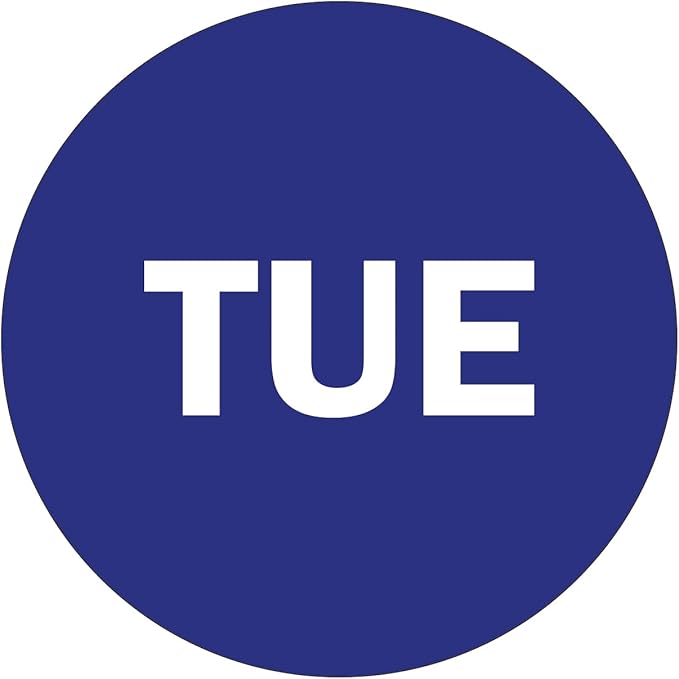 2" Round Day of The Week Blue Color Coding Dot Stickers, 500 per Roll by NextDayLabels