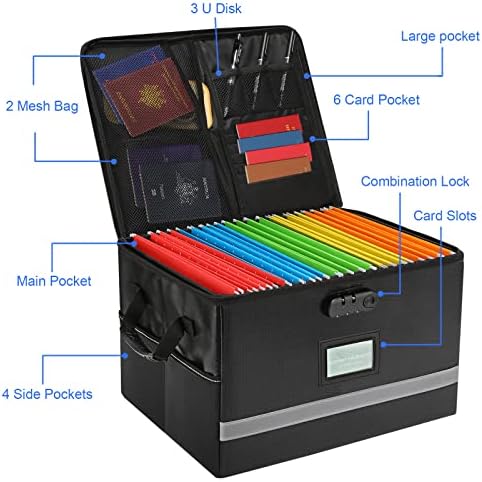 EXLIFBAG Fireproof File Organizer with Lock, 1 Layer - Image 2