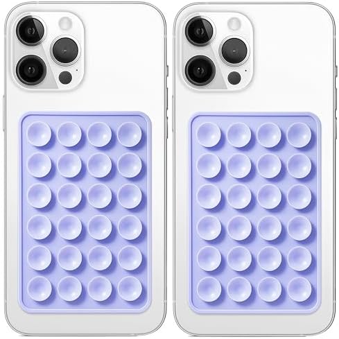 Anteel 2 Pack Silicone Suction Phone Case Mount, Non Slip Sticky Grip for Cellphone, Silicon Adhesive Suction Cup Mount, Strong Grip Holder for Selfies and Videos (Lavender) by Galundge