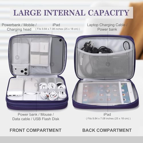 FYY Electronic Organizer, Travel Tech Pouch Bag, Extra Large, Purple - Image 3