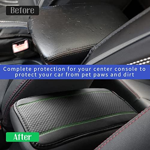 Ziciner Car Center Console Armrest Pad, 12.6X 7.2 Inch PU Leather Waterproof Auto Armrest Seat Box Cover Protector, Universal Car Interior Accessories (Black & Green) - Image 5