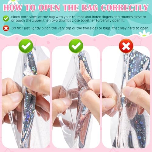 FUNFERY Star 4x6 inch Holographic Bags Resealable Bags with Clear Window - Image 6