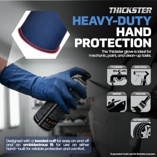 Thickster Powder-Free Exam Grade Latex Disposable Gloves. Blue, 14 mil Thickness, 12" Length. Single Use. Pack of 50. - Image 3