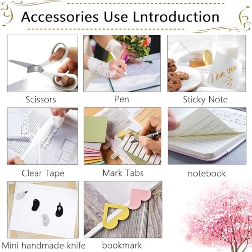 Office Supplies,Desk Accessories,Stapler and Tape Dispenser Set,1000 Staples,Staple Remover,Pen Holder,Folding Phone Holder,Journal Notebook,Ballpoint Pen,Scissor,Ruler,Clear Tape,Sticky Notes,Ect - Image 4