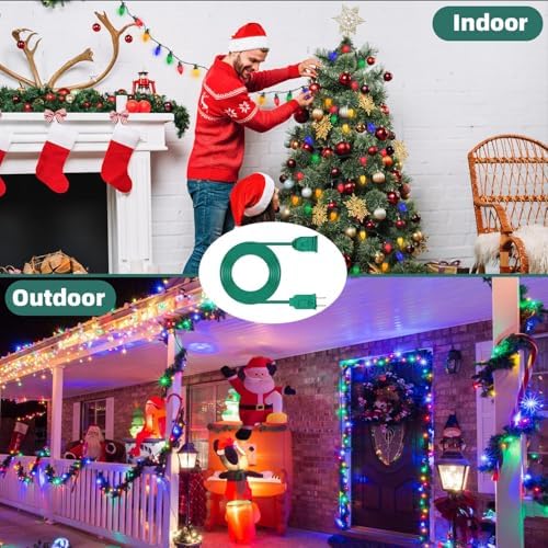 3 Pack Green Extension Cord 6 Feet 2 Prong Extension Cord for Christmas Lights Waterproof with 2 Pole Brass Straight Blades Polarized Plug, for Connect/Extend Christmas Light Indoor Outdoor (18Ft) - Image 5