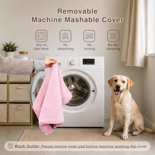 NUPIDA Waterproof Large Dog Bed for Crate with Washable Cover, 35x22, Pink - Image 6