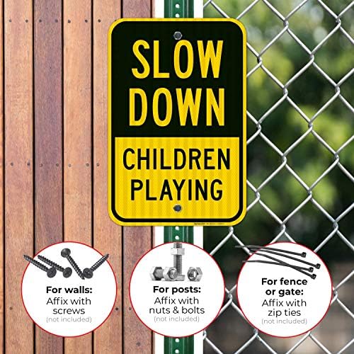 Slow Down Children Playing Sign, Traffic Sign, - Image 4