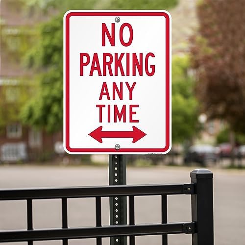 SmartSign No Parking Anytime Sign with Bidirectional Arrow - 18" x 24", 120 mil Aluminum Composite (ACM) with Overcoat, Engineer Grade Reflective, Red and White, Made in USA - Image 2