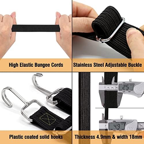 Bungee Cords Heavy Duty Outdoor, Long Adjustable Bungee Cords with Hooks Flat, 80 Inch High Elastic Rubber Bungee Straps with Hooks for Luggage, Roof Racks, Tarpaulin, Moving Cargo, Camps, Tarps - Image 6