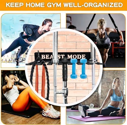 Gym Home Rack 8 Hook Heavy-Duty Wall-mounted Organizer Multi-Purpose Workout Gear Wall Hanger Storage for Resistance Bands Jump Ropes Lifting Belt Fitness Bands Barbells Carabiners Included - Image 5