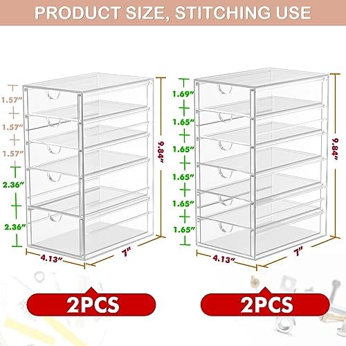 caktraie 4-Pack 22-Drawer Acrylic Storage & Makeup Organizer for Desk - Image 3