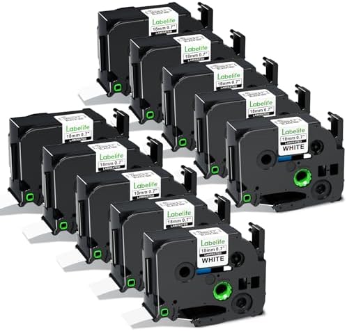 10-Pack Replacement for Brother TZe-241 TZe241 P Touch Label Tape 18mm by Labelife