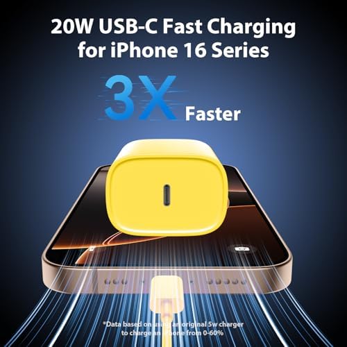 Phone 17 16 15 Charger Fast Charging Type C Chargers USB C Fast Charger Block & Phones 17 Charger Cord 10FT Long USB C Charging Cable for i.Phone 17/17 Pro/17 Pro Max/Air/Phone 16 15 Pro Max,Yellow - Image 2