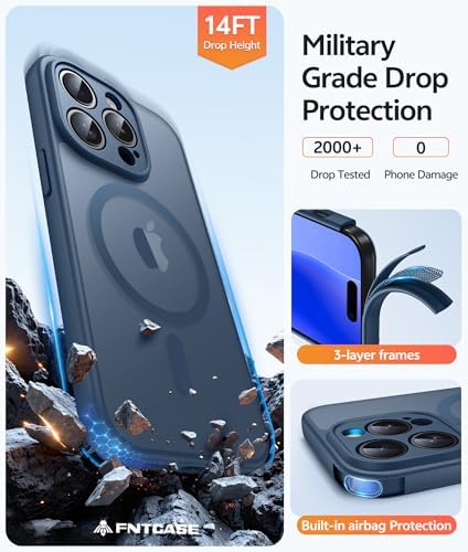 FNTCASE for iPhone 14 Pro Max Case, Fit for Magsafe, Glass Screen Protector - Image 5