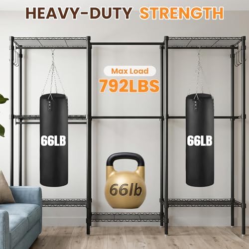 Heavy Duty Clothes Rack, Portable Closets with 6 Rods & 6 Shelves - Image 5