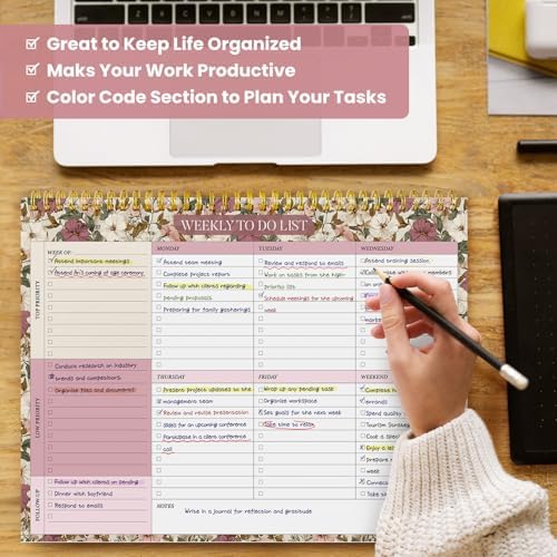 Weekly To Do List Notepad with 52 Undated Sheets（8.5"×11"）- Undated Weekly Planner Notepad for Office Desk Accessories and Supplies - Mauve Muse - Image 7