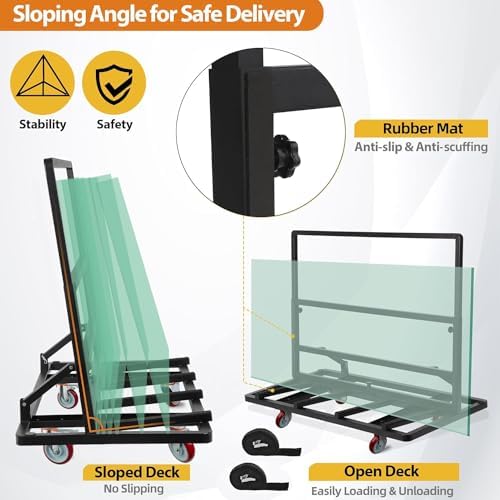 Folding Drywall Cart, Drywall Dolly w/ 5" Swivel Casters - Image 4