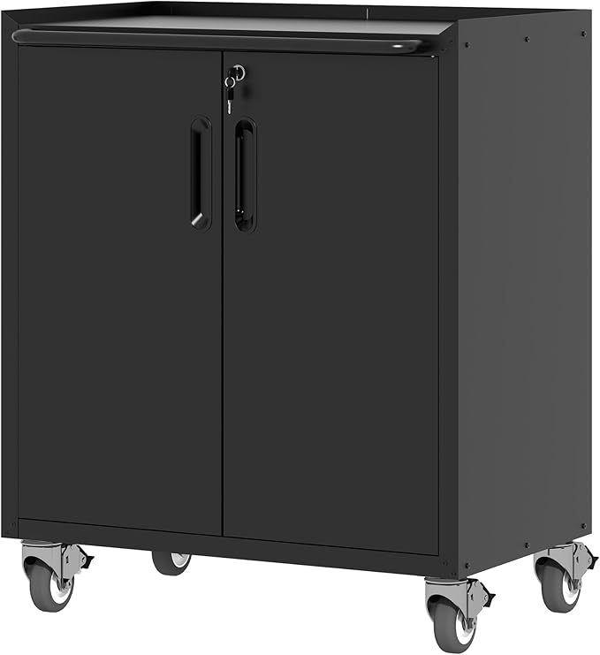 Metal Garage Storage Cabinet on Wheels, Lockable Rolling Tool Cabinet by EKJOfficials