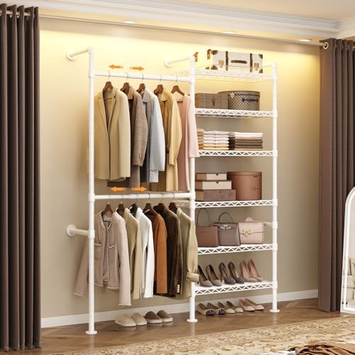 ComfyCorner Wall Mounted Garment Rack, Industrial Pipe Clothing Rack White by ComfyCorner
