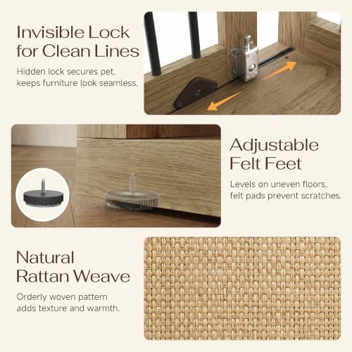 PureCozy Wooden Dog Crate Furniture, Left Unit, 40 Inch, Light Oak - Image 4