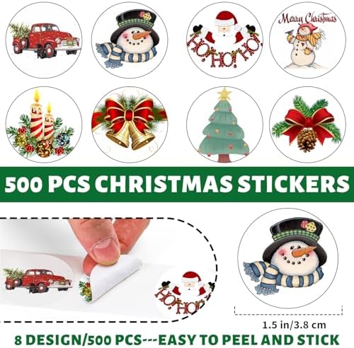 Christmas Stickers Merry Christmas Stickers for Cards Crafts Gifts, 500 Pcs - Image 2