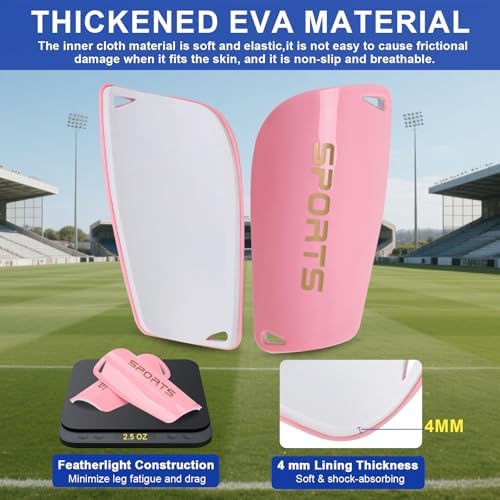 Kids Soccer Shin Guards 2 Pairs Slip-in Youth Shin Pads for Boys Girls, Lightweight PP+EVA Soccer Protective Gear Fits with Shin Guard Sleeves(not Included), Toddler to Teen Sizes Multiple Colors - Image 4