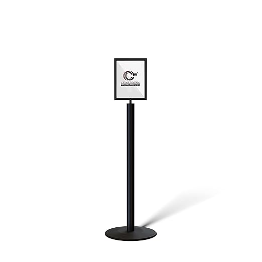 Floor Standing Sign Frame with Steel Low Profile Base, 8.5 inches by 11 inches by Trafford+Industrial